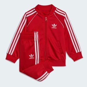 Adidas baby tracksuit red 9- 12 months excellent condition